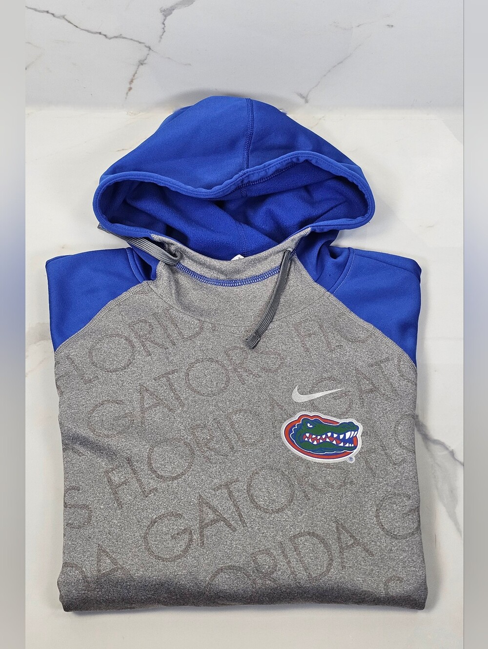 Nike Therma-FIT Florida Gators Pullover Hoodie Men’s XL Gray Blue All-Over Print